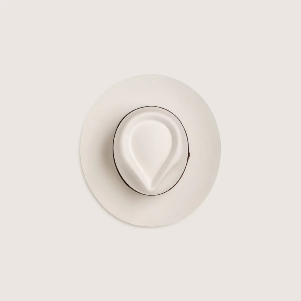 Classic Wide-Brim Women's Cream Fedora with Black Band - Picture 5 of 7